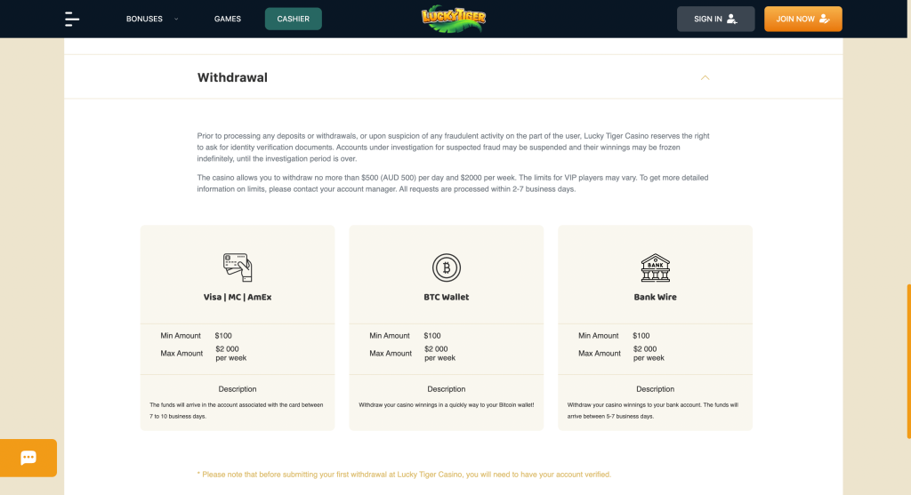 lucky tiger casino withdrawal